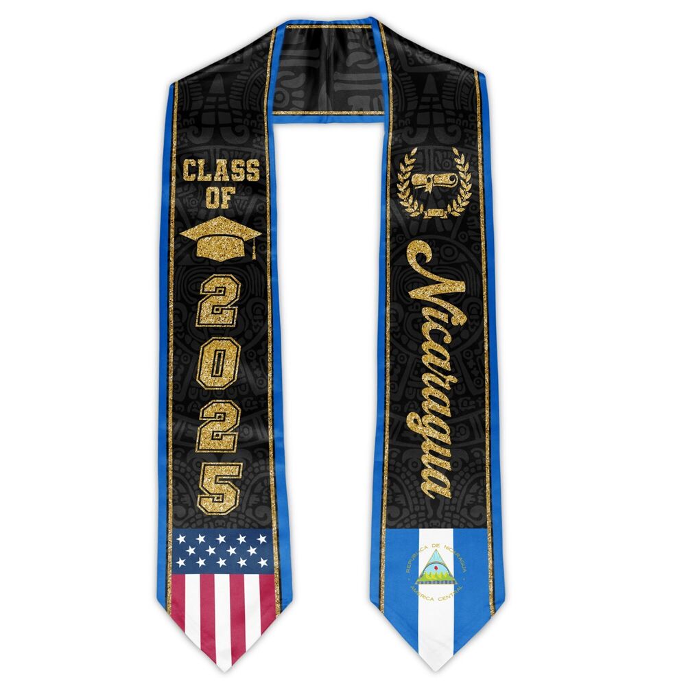 8039 Nicaragua Graduation Stole Nicaraguans American Flag Graduation Sash